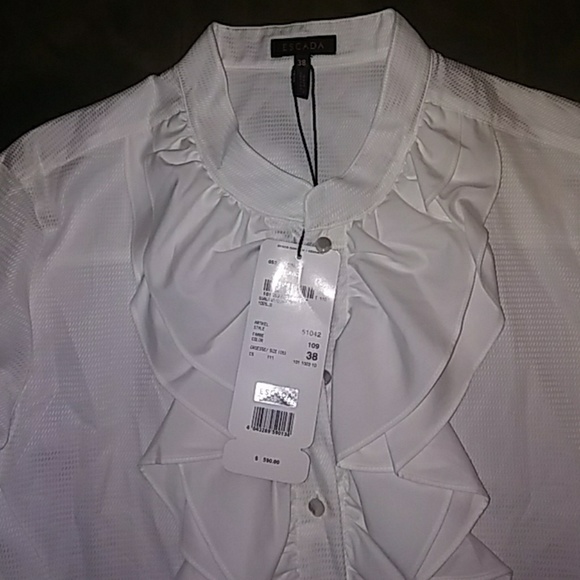 Escada White button down Ruffle blouse - Picture 2 of 2